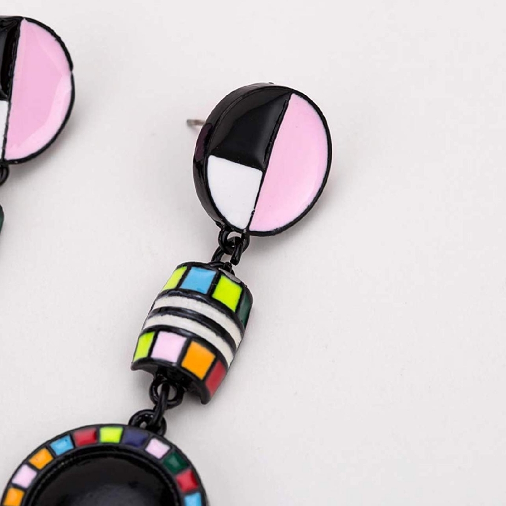 Womens Geometric Pattern Drop Dangle Earrings - Picture 5 of 5